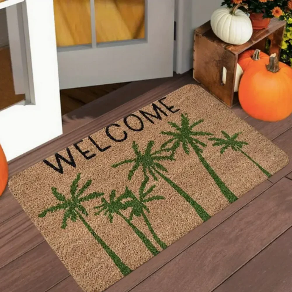 New with Tags - Welcome Doormat with Palm Trees Design, Polyester, Washable